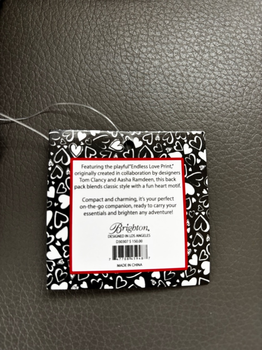 Brighton Black & White Heart Print  Backpack - Picture 4 of 4
